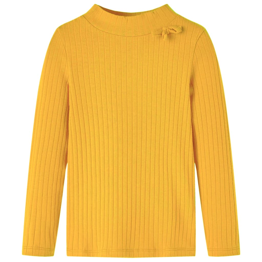 Vidaxl kindershirt met lange mouwen geribd 128 donker okerkleurig