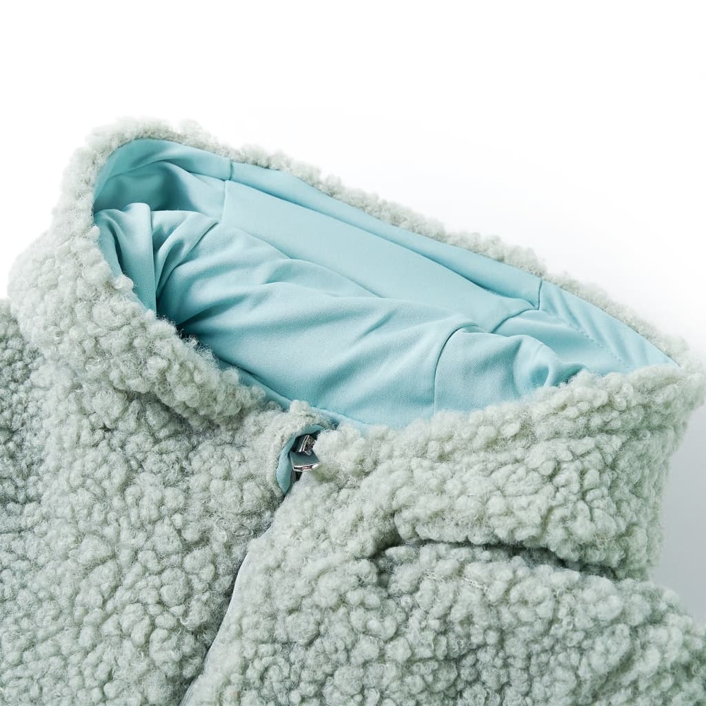 Vidaxl kinderjas met capuchon teddy 104 kunstvacht mintgroen