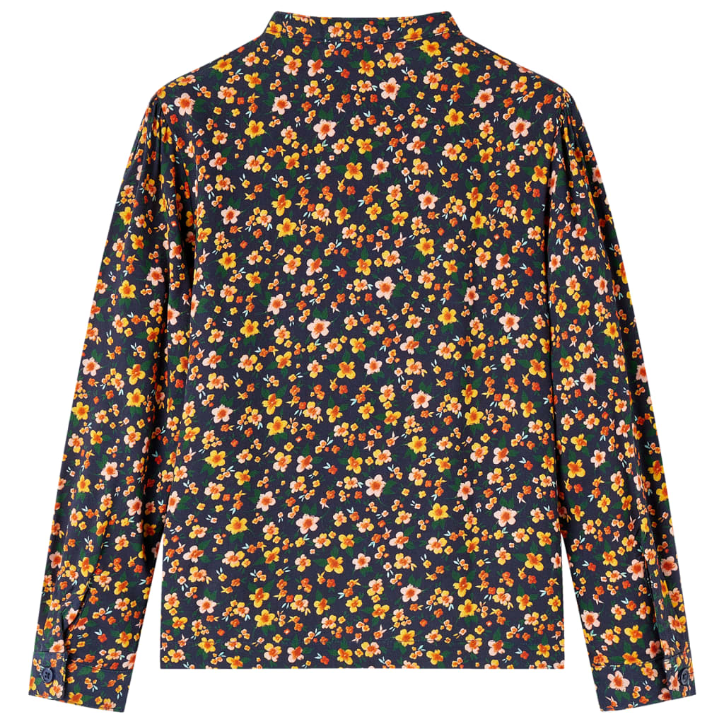 Vidaxl kinderoverhemd met bandkraag 140 marineblauw
