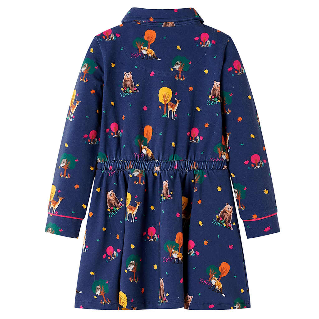Vidaxl kinderjurk lange mouwen en trekkoord 92 marineblauw