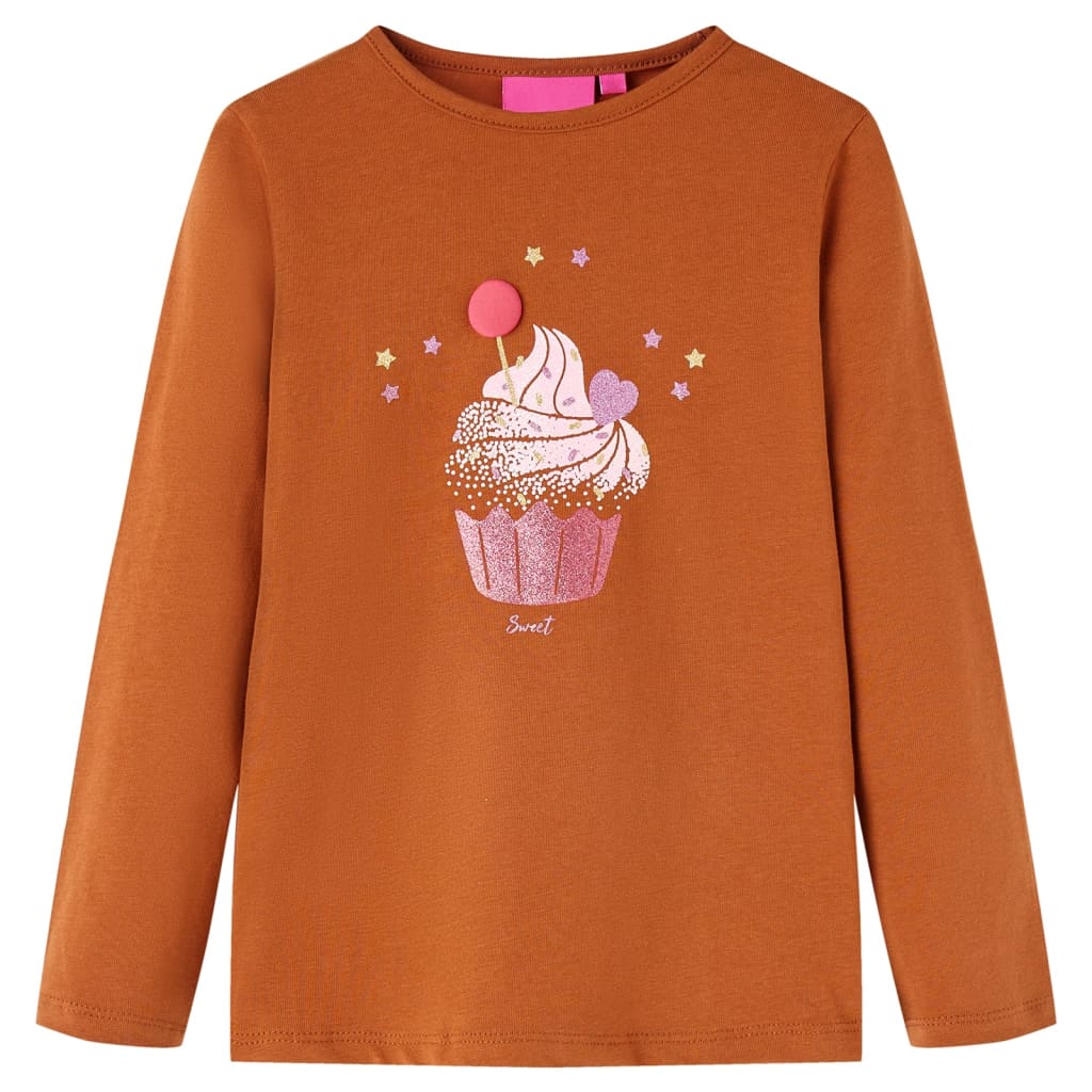 Vidaxl kindershirt met lange mouwen 104 cognackleurig