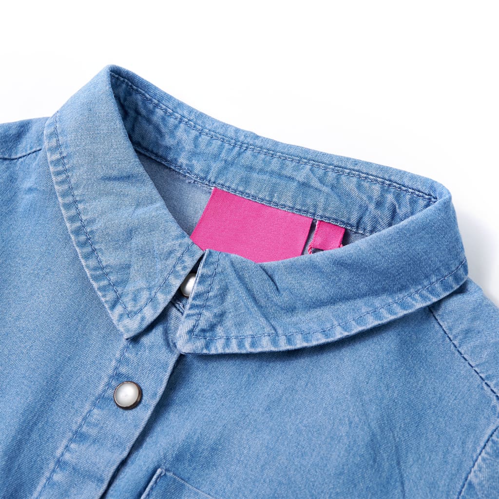 Vidaxl kinderjurk met lange mouwen 140 marineblauw en denimblauw