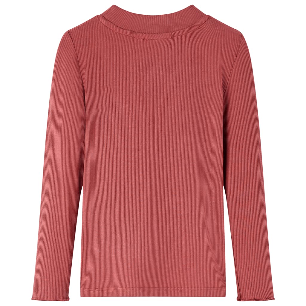 VidaXL Kindershirt met lange mouwen en lage kleur 128 roodbruin