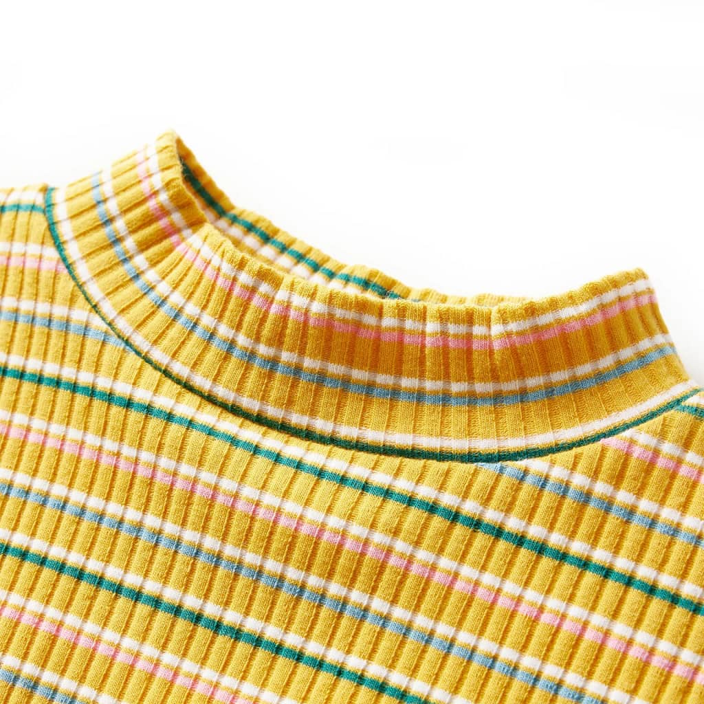 Vidaxl kindershirt met lange mouwen 128 gestreept okerkleurig