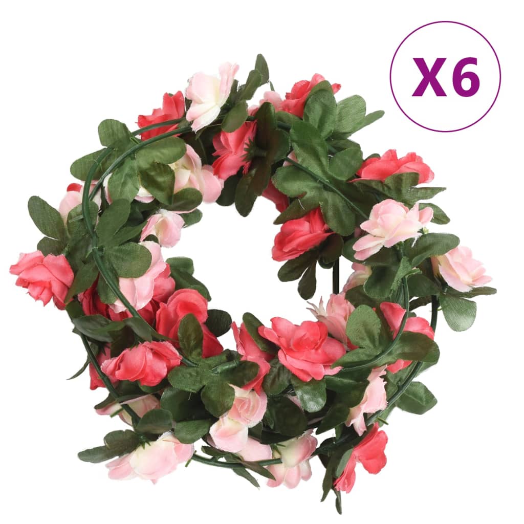Vidaxl kerstslingers met bloemen 6 st 250 cm lente roze