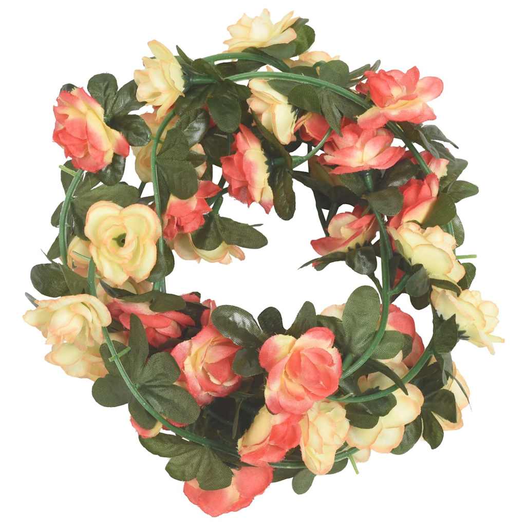 Vidaxl kerstslingers met bloemen 6 st 240 cm roze en champagnekleurig