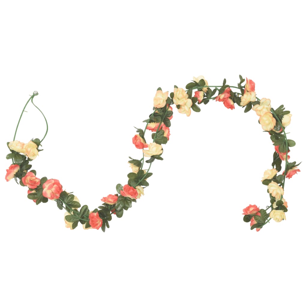 Vidaxl kerstslingers met bloemen 6 st 240 cm roze en champagnekleurig