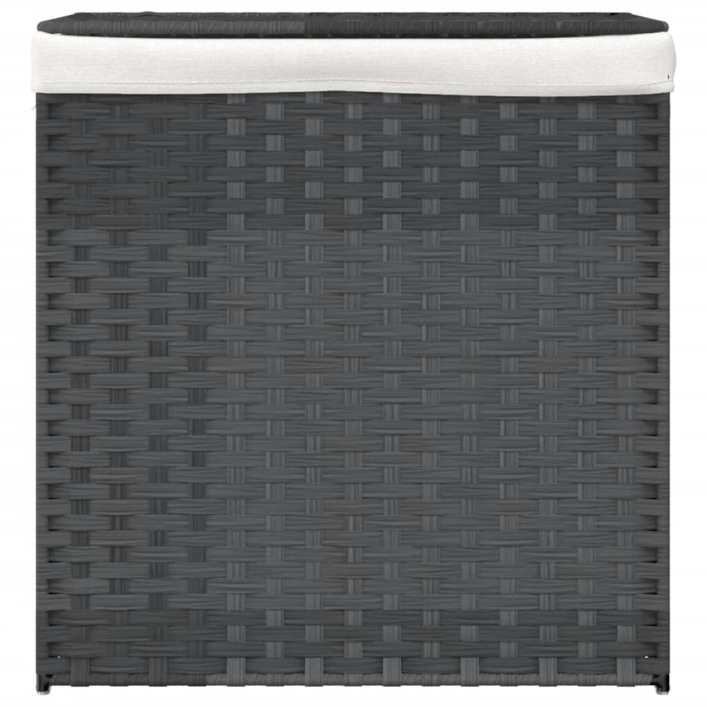 Vidaxl wasmand met 2 vakken 53x35x57 cm poly rotan grijs