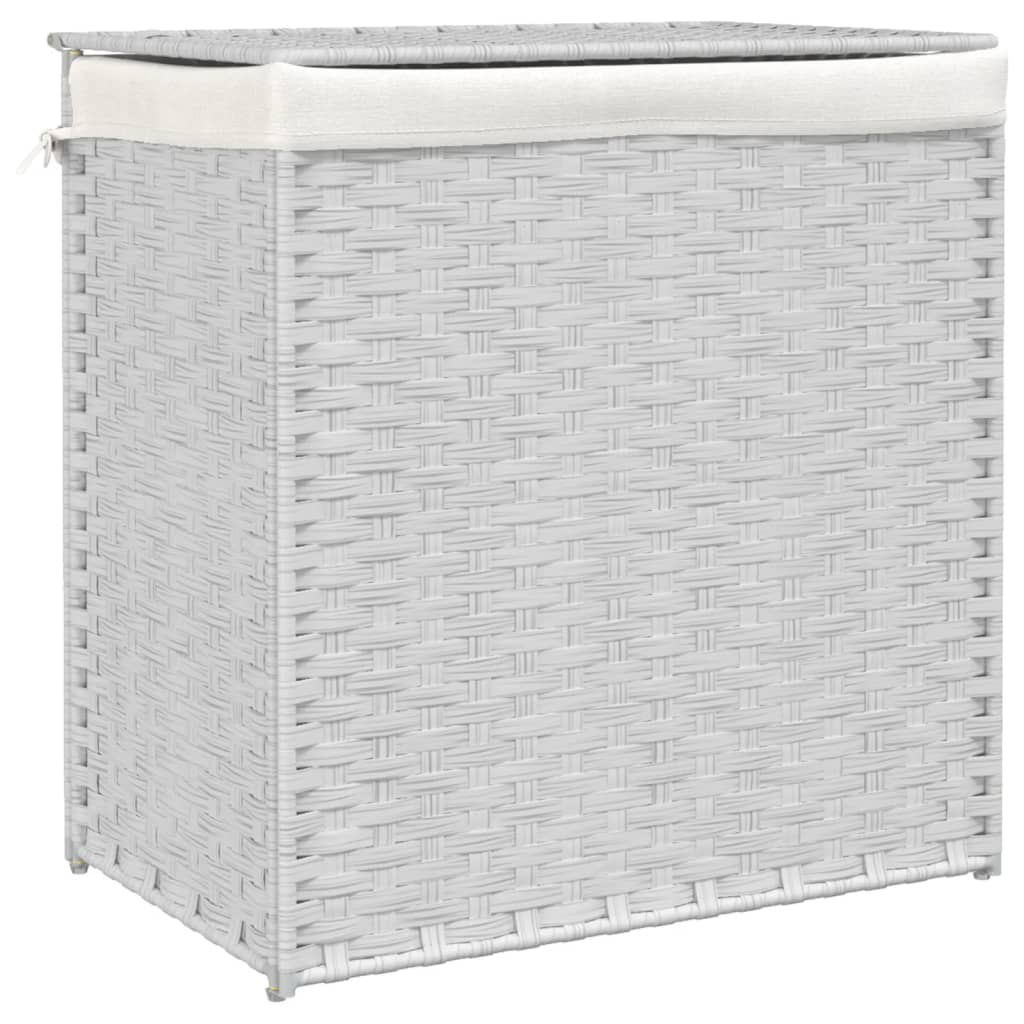 Vidaxl wasmand met 2 vakken 53x35x57 cm poly rotan wit