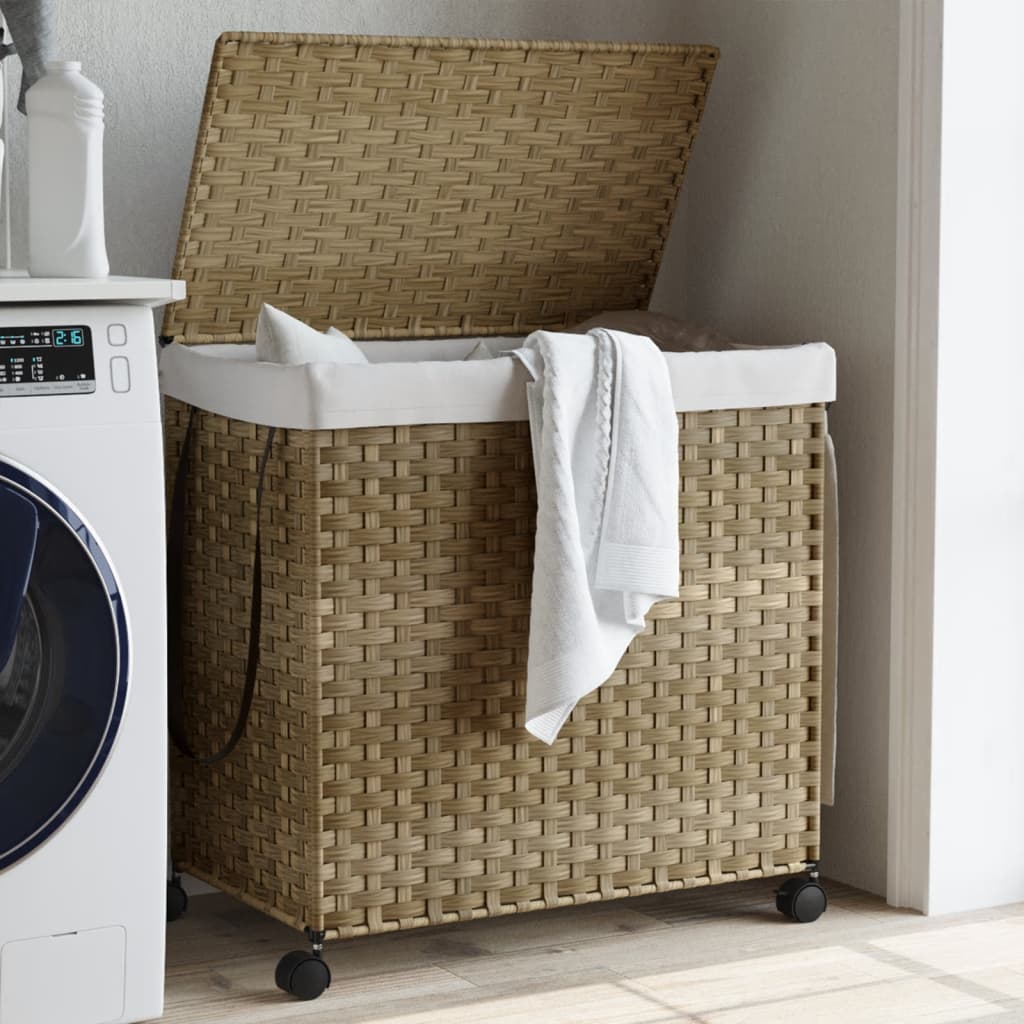 Vidaxl wasmand op wielen 60x35x60,5 cm rotan