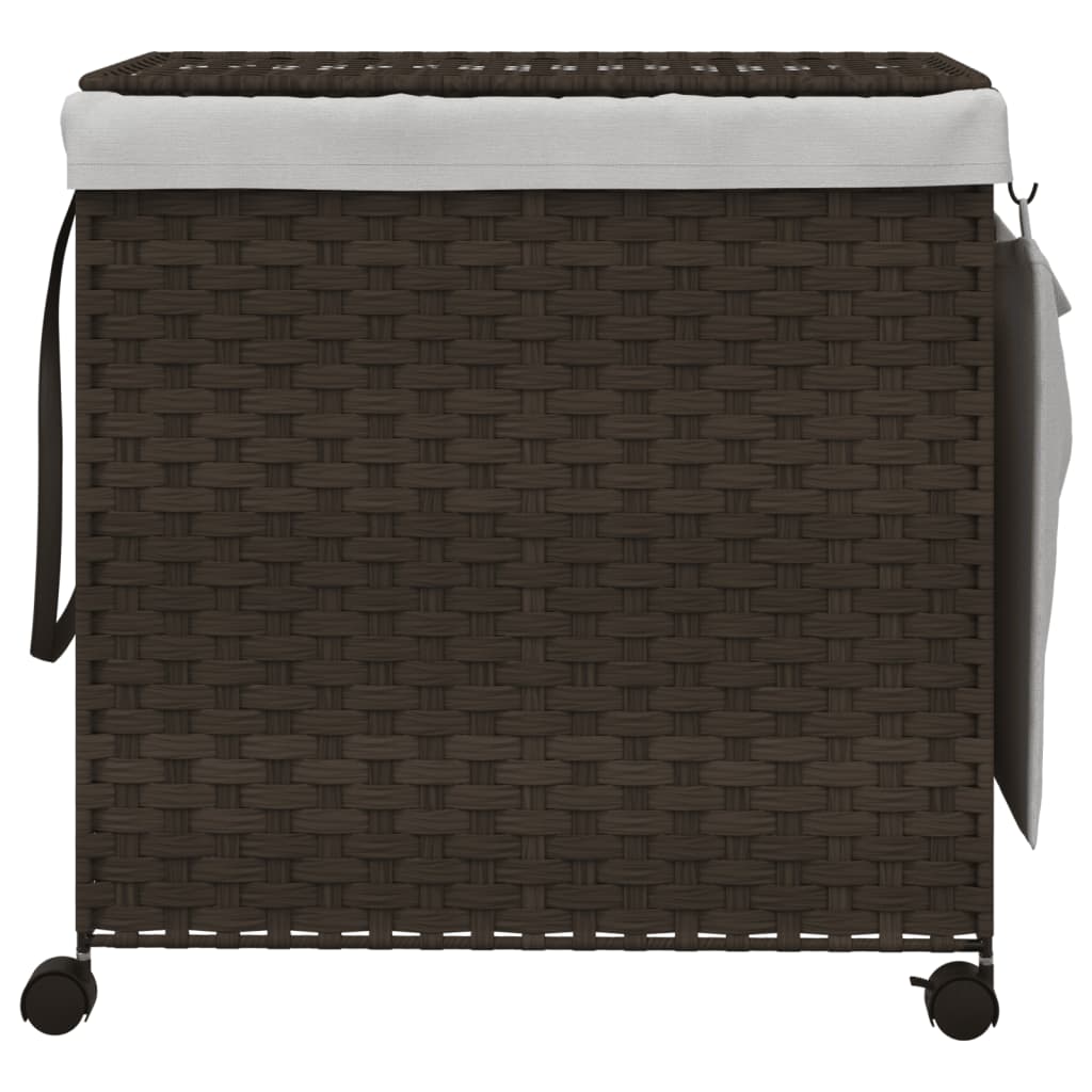 Vidaxl wasmand op wielen 60x35x60,5 cm rotan donkerbruin