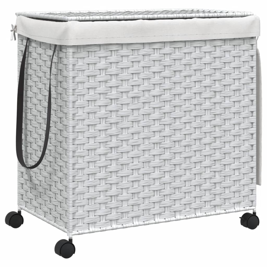 Vidaxl wasmand op wielen 60x35x60,5 cm rotan wit