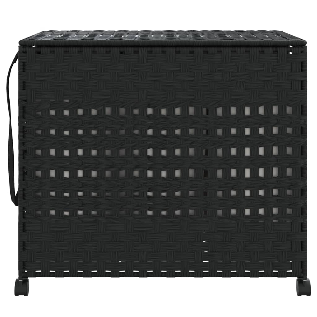 Vidaxl wasmand op wielen 66x35x60 cm rotan zwart