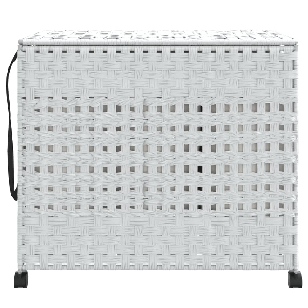 Vidaxl wasmand op wielen 66x35x60 cm rotan wit
