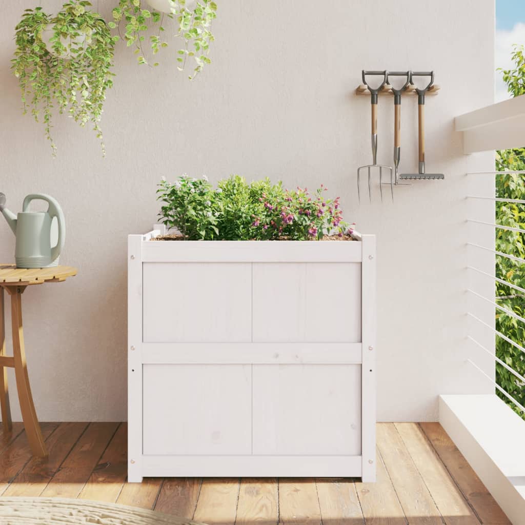 Vidaxl plantenbak 70x70x70 cm massief groenhout wit