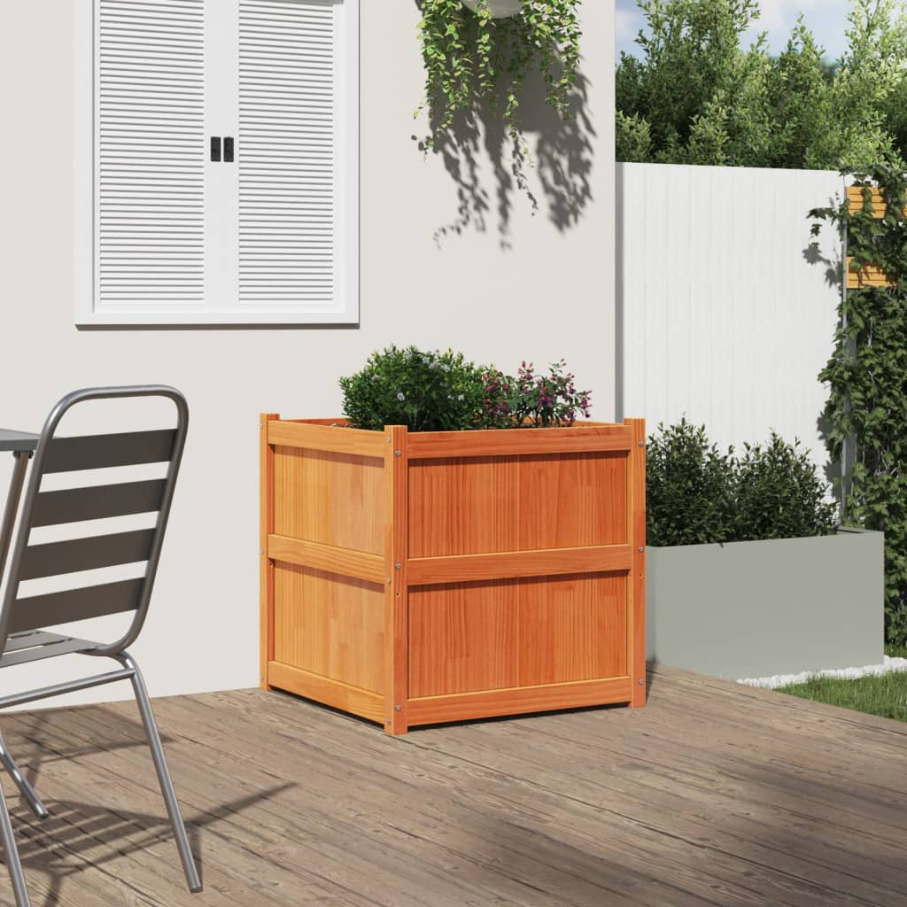 Vidaxl plantenbak 70x70x70 cm massief groenhout wasbruin