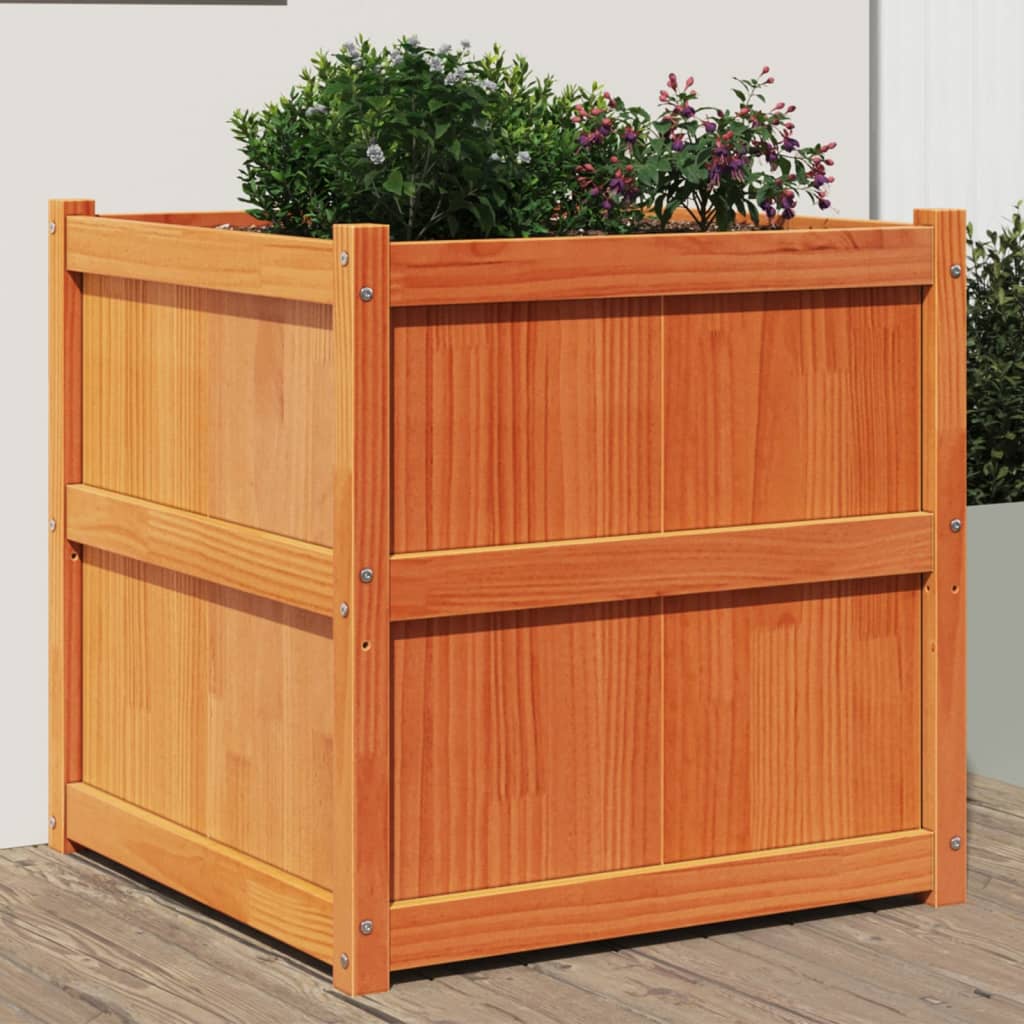 Vidaxl plantenbak 70x70x70 cm massief groenhout wasbruin