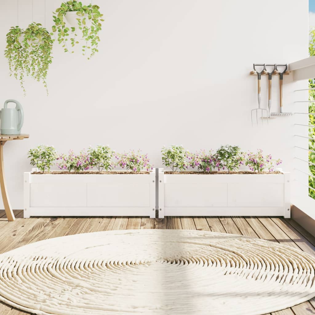 Vidaxl plantenbakken 2 st cm massief groenhout wit