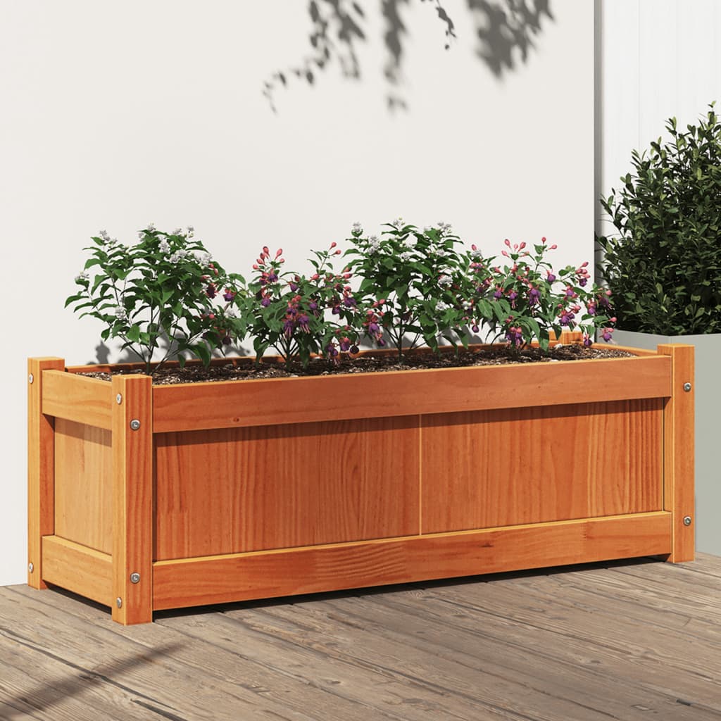 Vidaxl plantenbak 90x31x31 cm massief groenenhout wasbruin