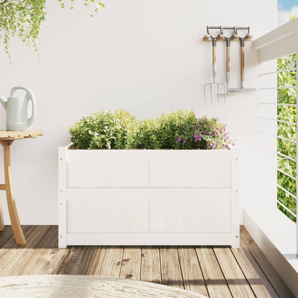 Vidaxl plantenbak 90x50x50 cm massief groenhout wit