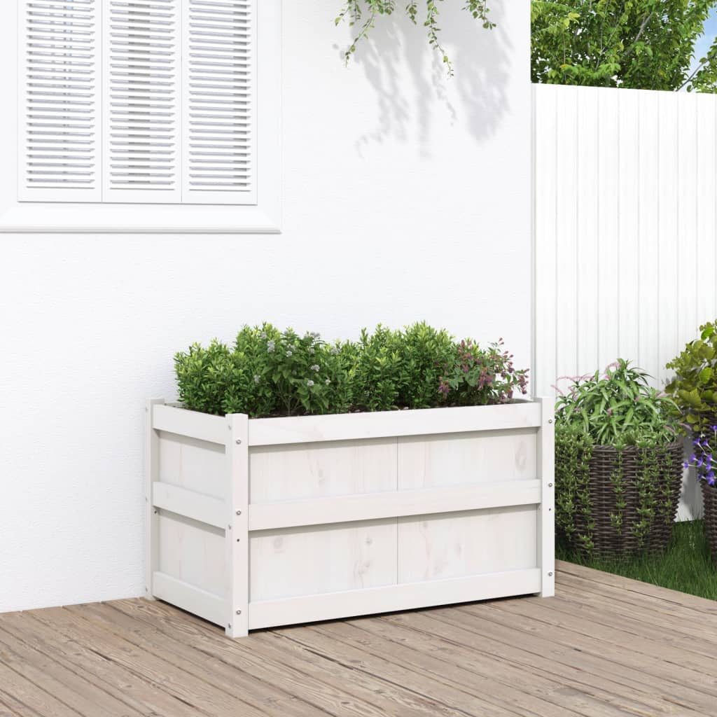 Vidaxl plantenbak 90x50x50 cm massief groenhout wit