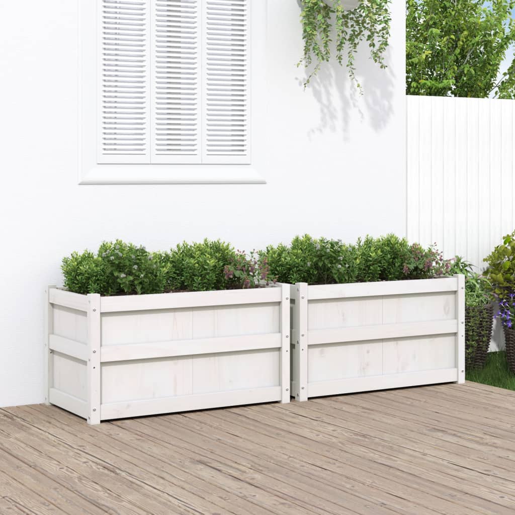 Vidaxl plantenbakken 2 st cm massief groenhout wit