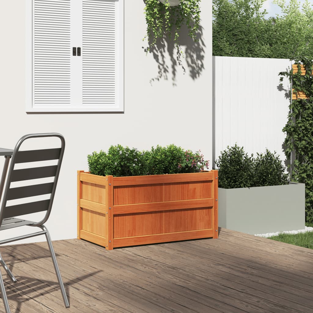 Vidaxl plantenbak 90x50x50 cm massief groenenhout wasbruin
