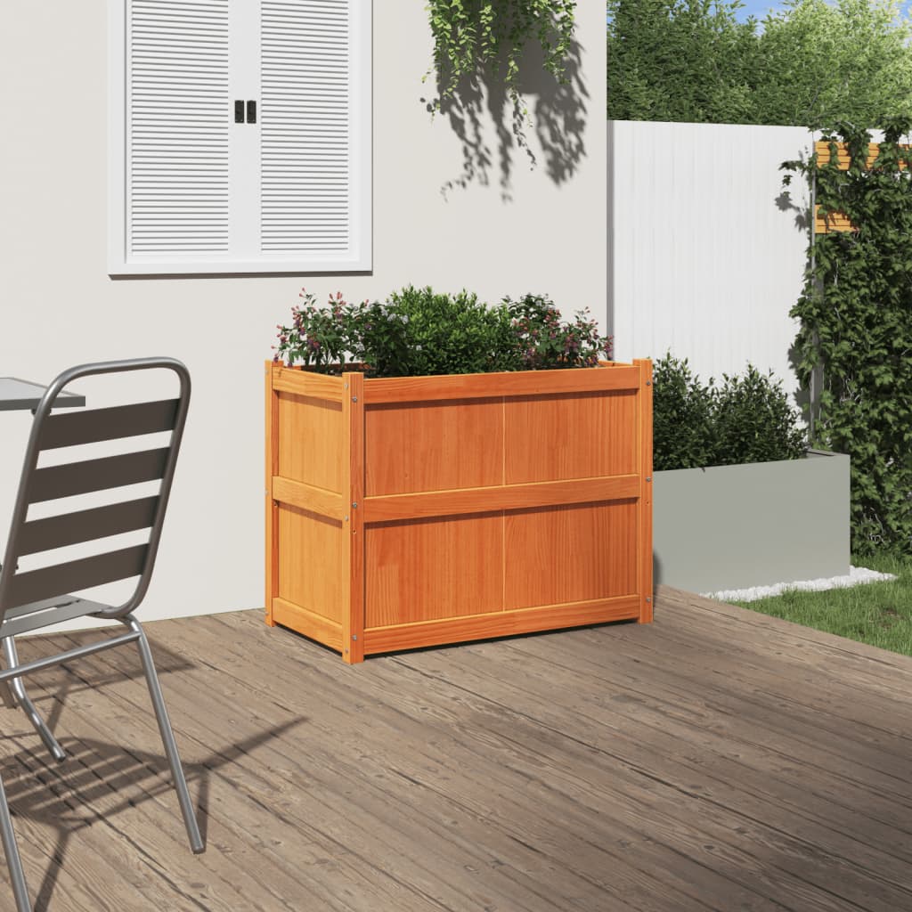 Vidaxl plantenbak 90x50x70 cm massief groenenhout wasbruin