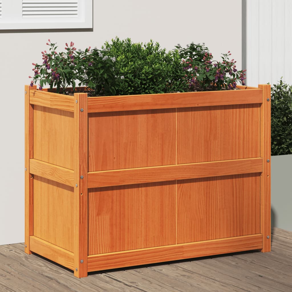 Vidaxl plantenbak 90x50x70 cm massief groenenhout wasbruin