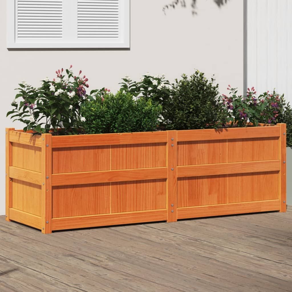 Vidaxl plantenbak 150x50x50 cm massief groenenhout wasbruin
