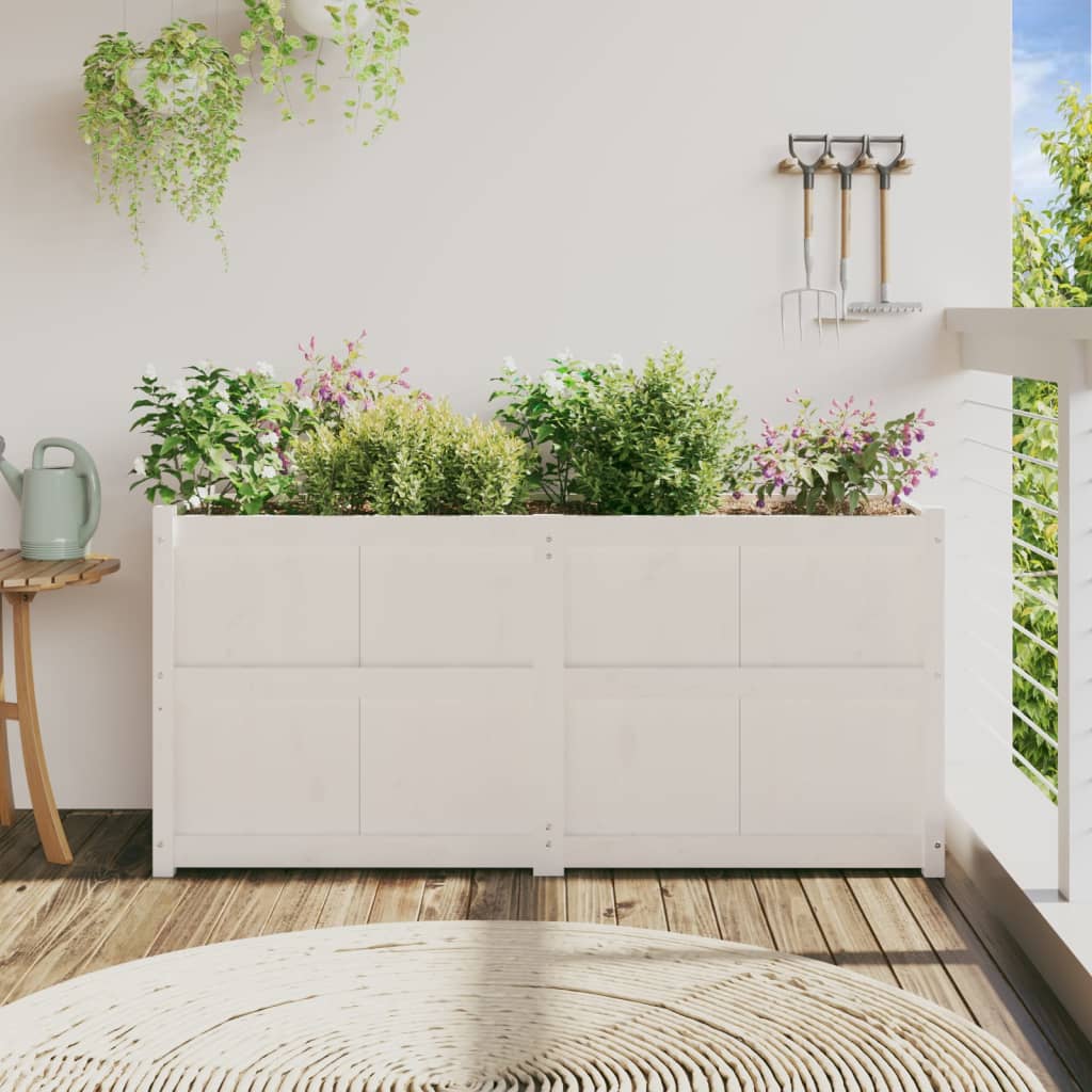 Vidaxl plantenbak 150x50x70 cm massief groenhout wit