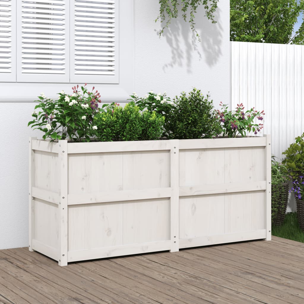 Vidaxl plantenbak 150x50x70 cm massief groenhout wit