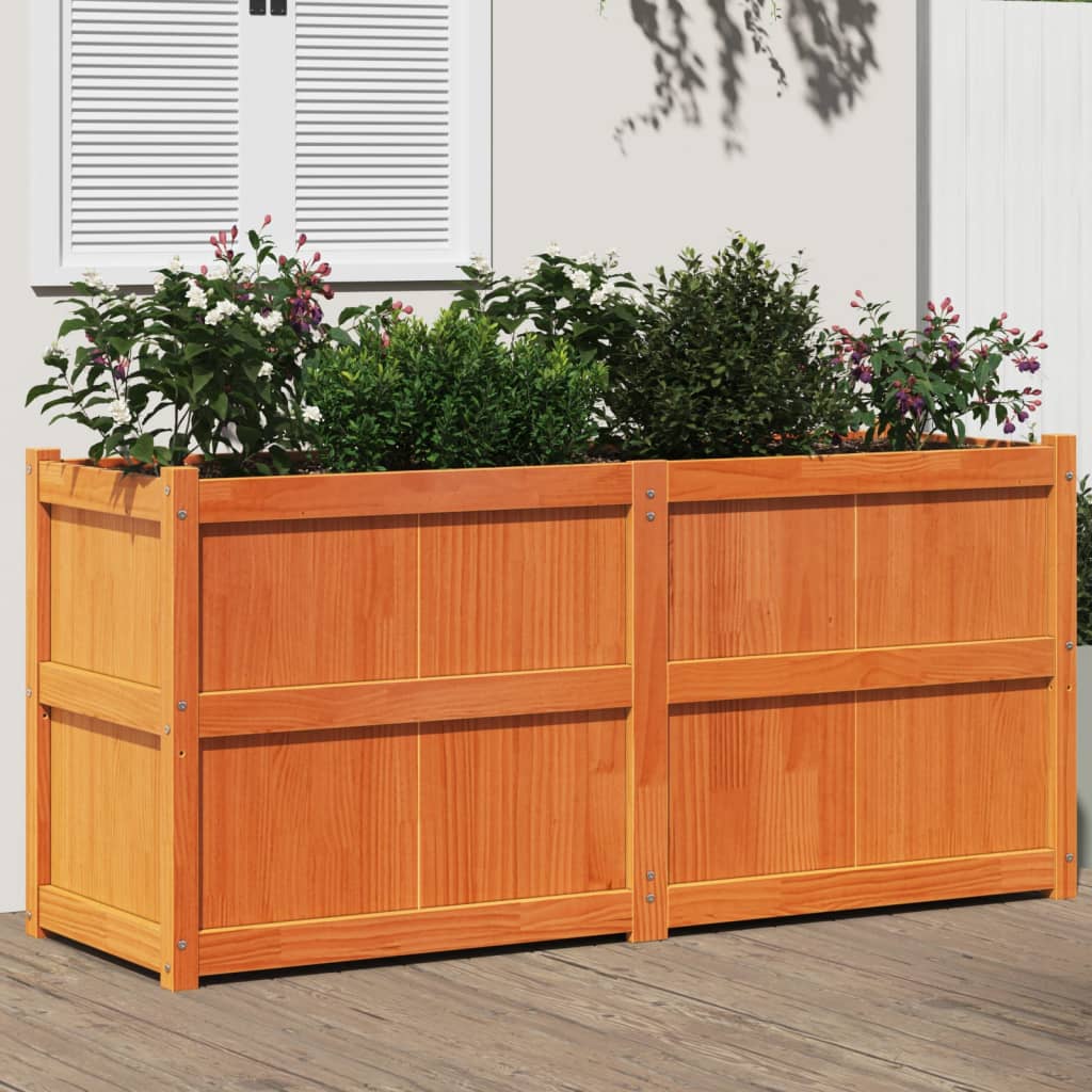 Vidaxl plantenbak 150x50x70 cm massief groenenhout wasbruin