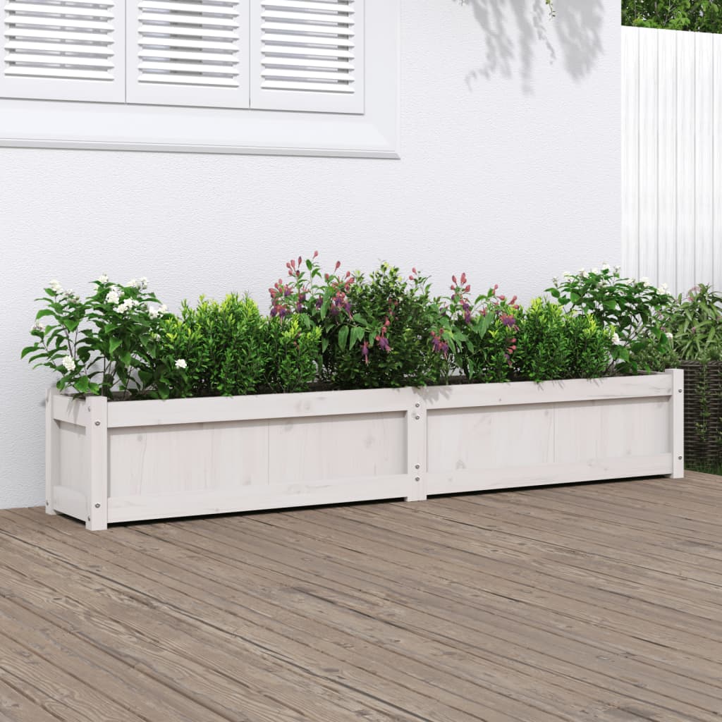 Vidaxl plantenbak 180x31x31 cm massief groenhout wit