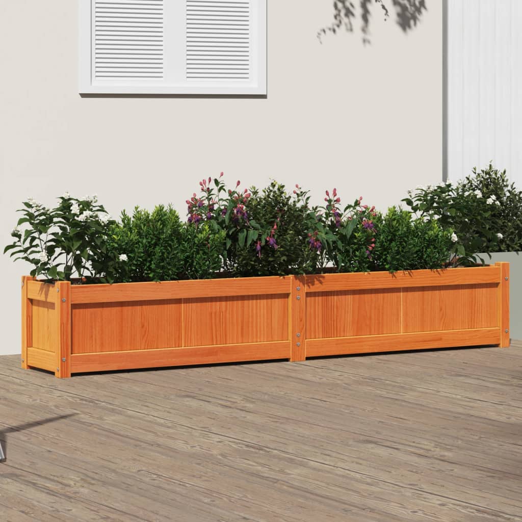 Vidaxl plantenbak 180x31x31 cm massief groenenhout wasbruin