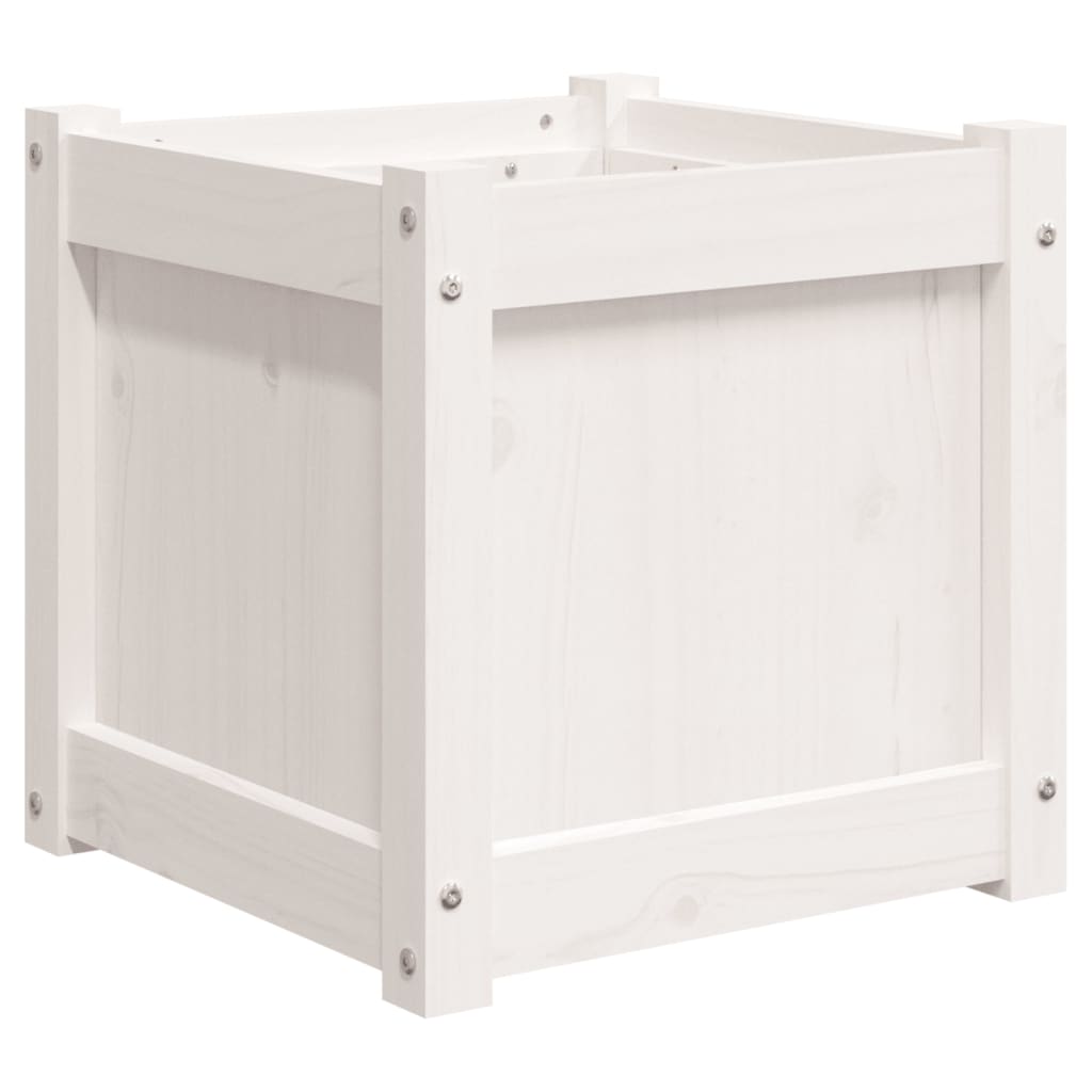 Vidaxl plantenbak 40x40x40 cm massief groenhout wit
