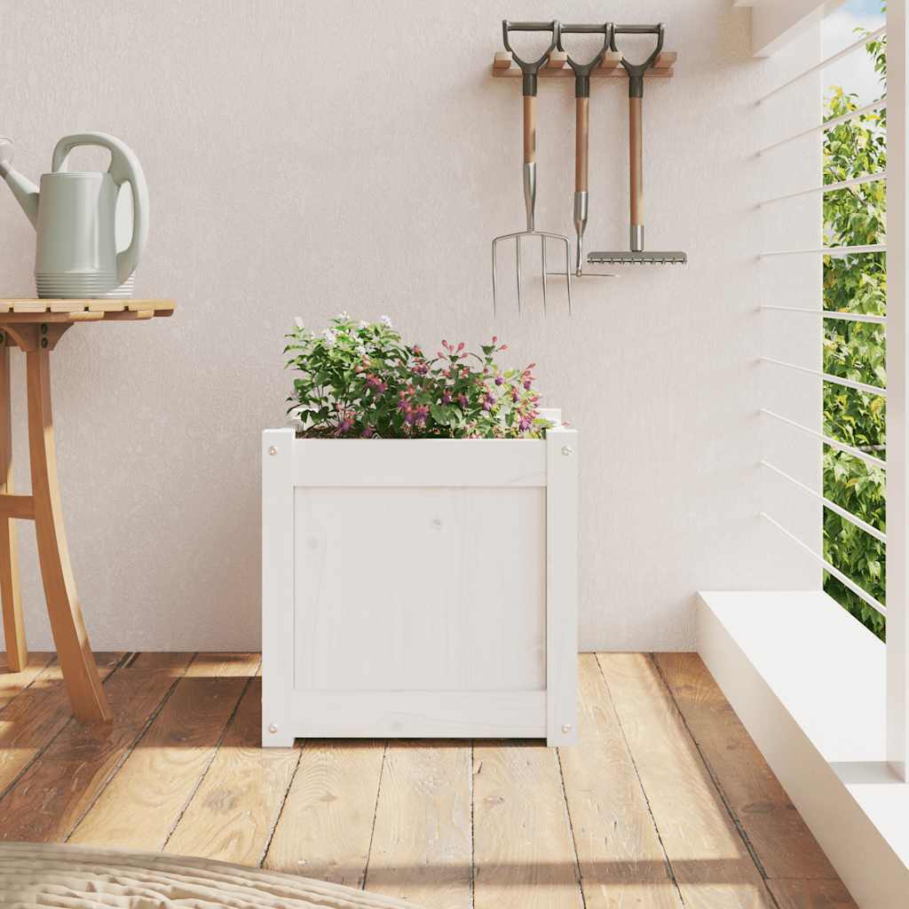 Vidaxl plantenbak 40x40x40 cm massief groenhout wit
