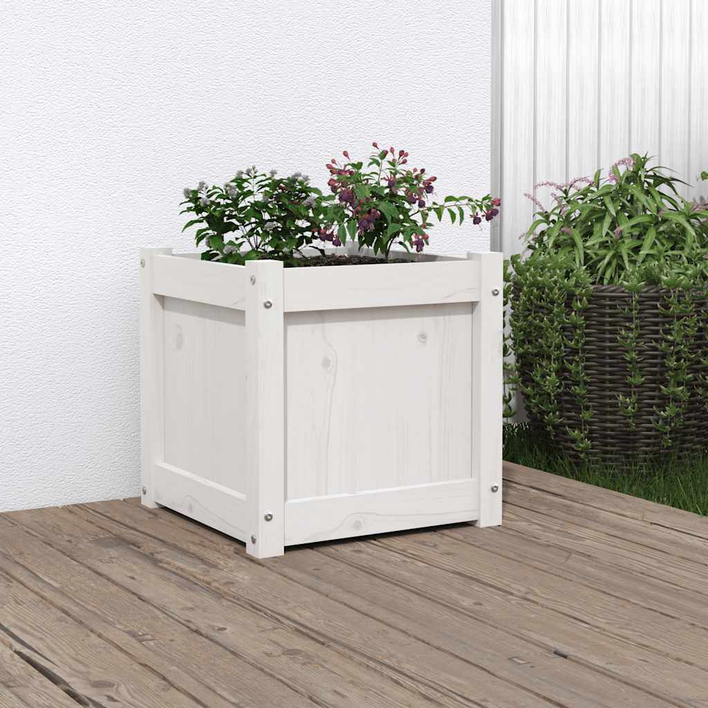 Vidaxl plantenbak 40x40x40 cm massief groenhout wit