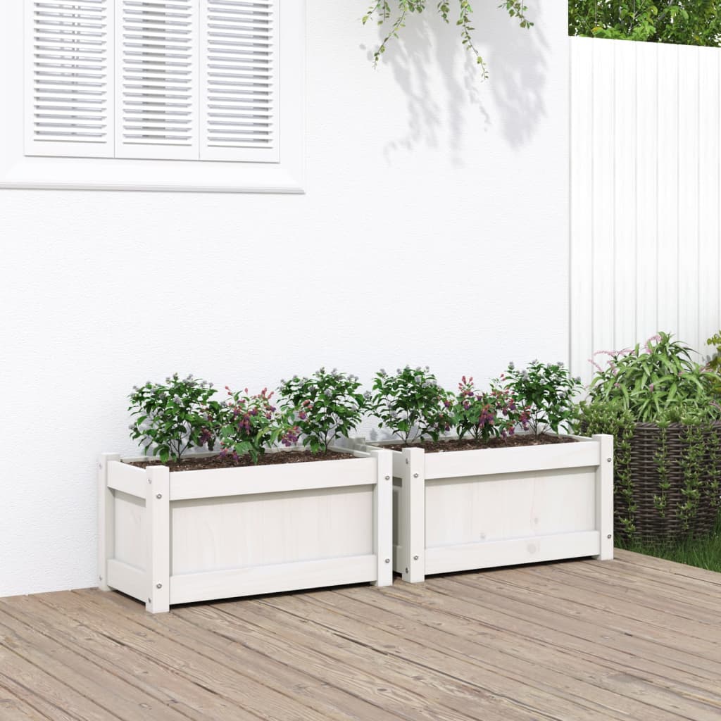 Vidaxl plantenbakken 2 st cm massief groenhout wit