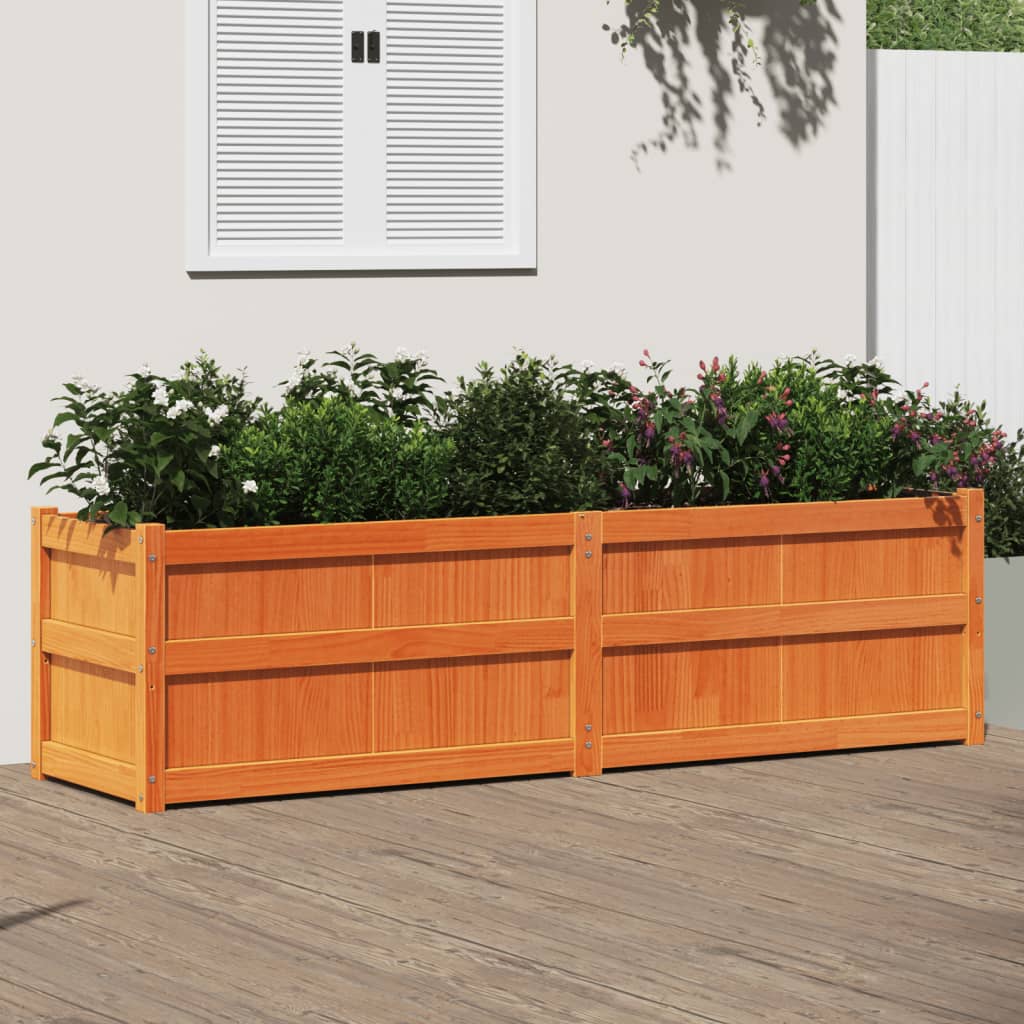 Vidaxl plantenbak 180x50x50 cm massief groenenhout wasbruin