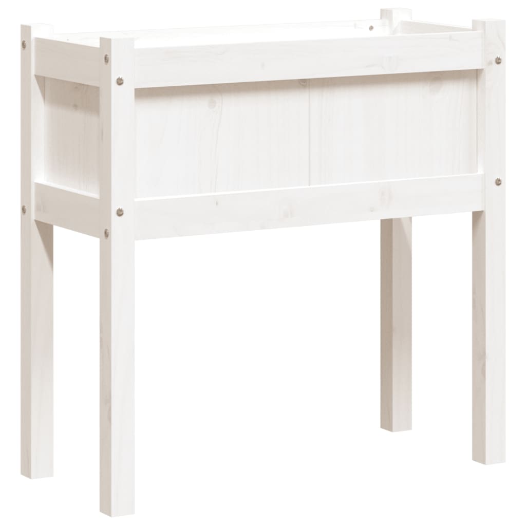 Vidaxl plantenbak met poten 70x31x70 cm massief groenhout wit