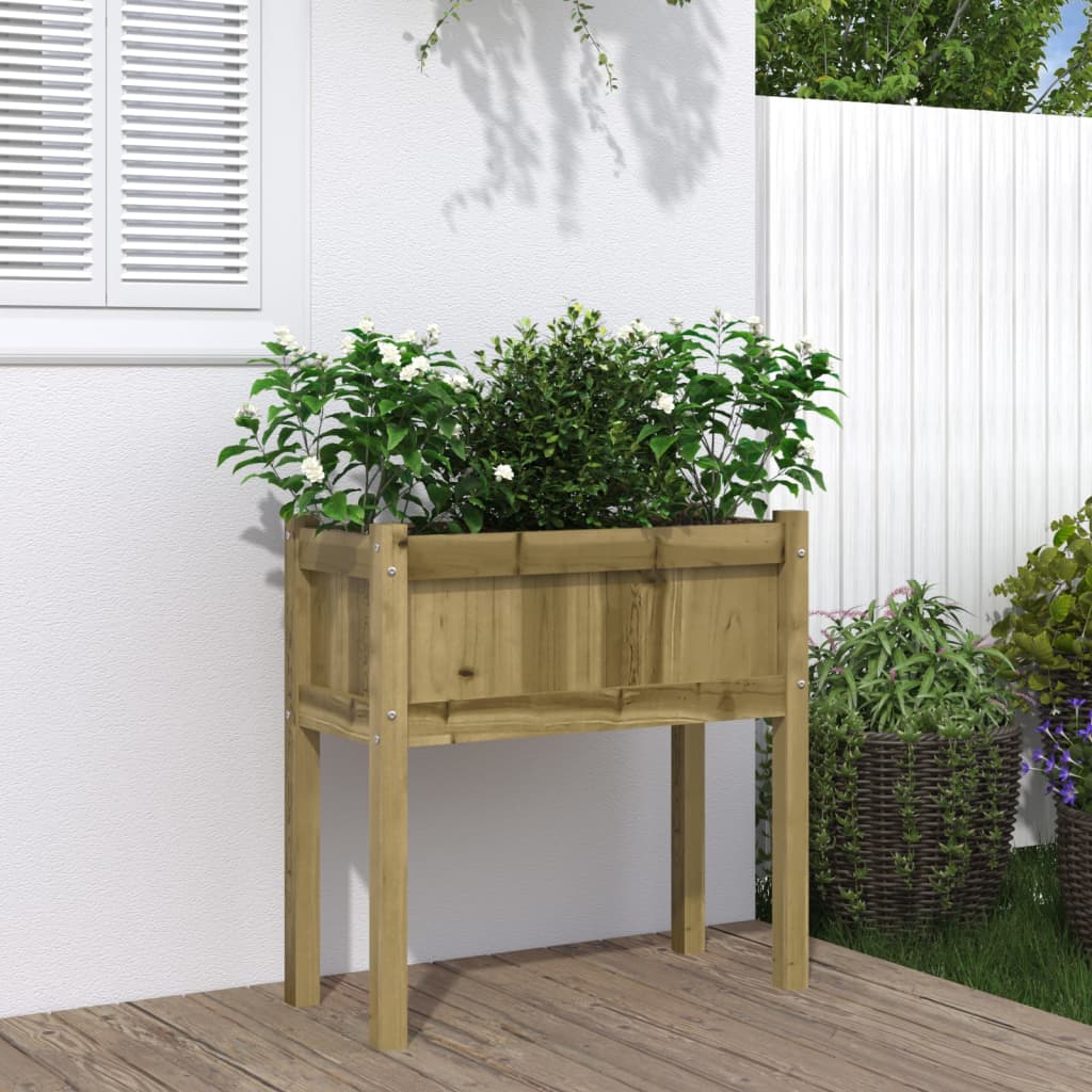 Vidaxl plantenbak met poten 70x31x70 cm geïmpregneerd groenenhout
