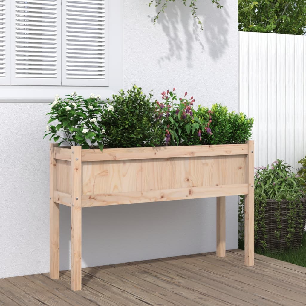 Vidaxl plantenbak met poten 110x31x70 cm massief groenhout