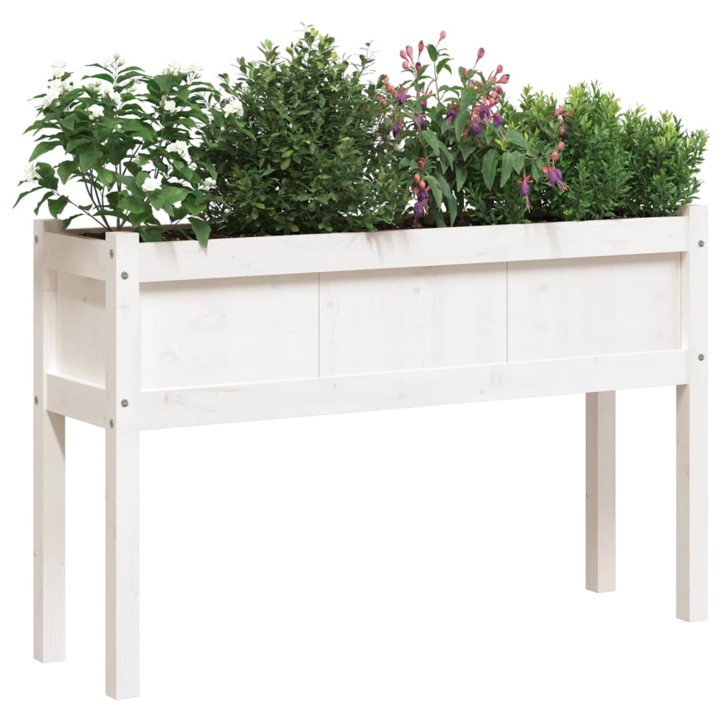 Vidaxl plantenbakken met poten 2 st massief groenhout wit