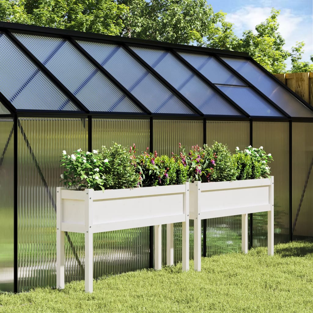 Vidaxl plantenbakken met poten 2 st massief groenhout wit