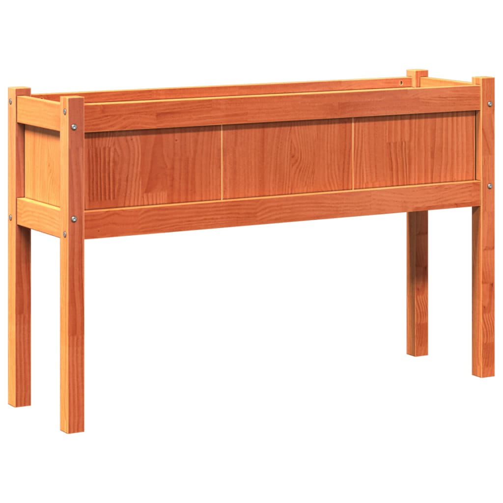 Vidaxl plantenbak met poten 110x31x70 cm groenhout wasbruin