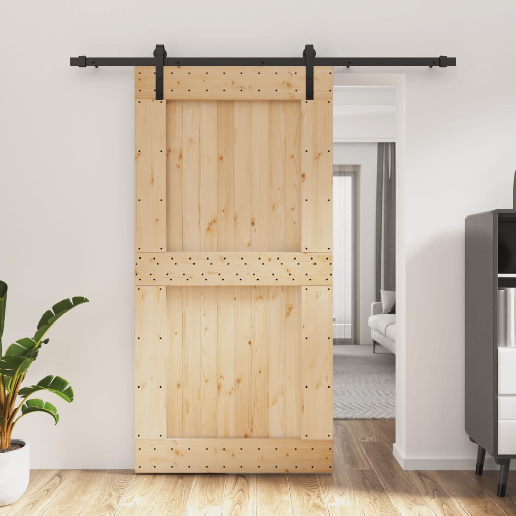 VidaXL Schuifdeur met beslag 100x210 cm massief groenhout