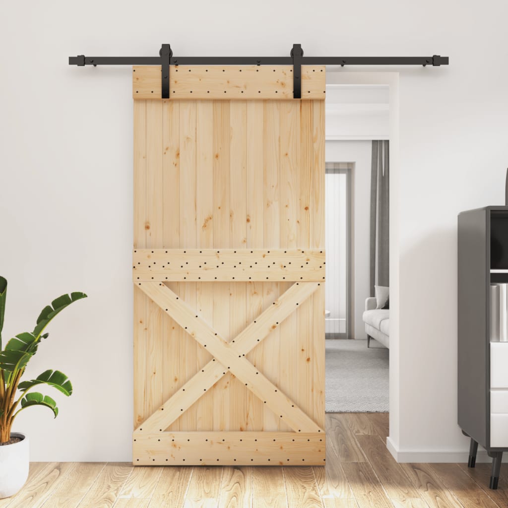 VidaXL Schuifdeur met beslag 100x210 cm massief groenhout
