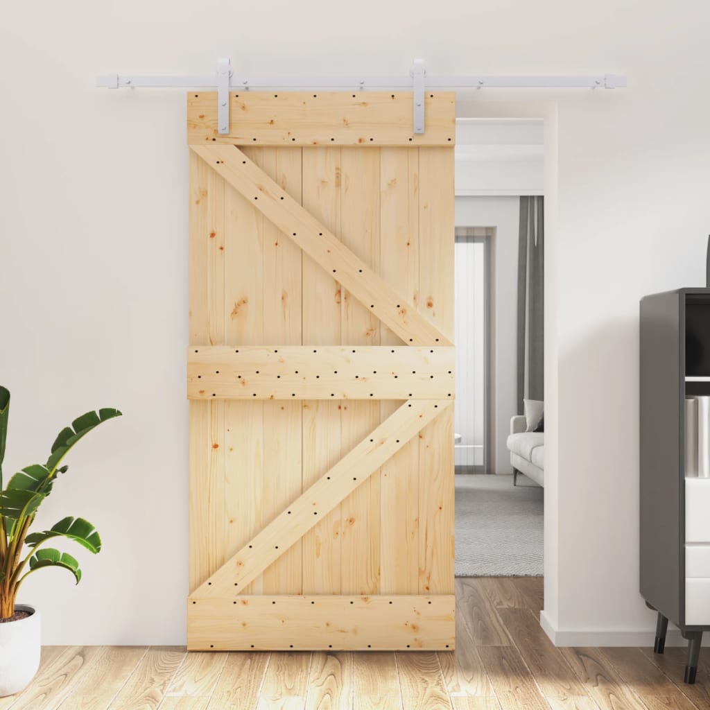 VidaXL Schuifdeur met beslag 100x210 cm massief groenhout