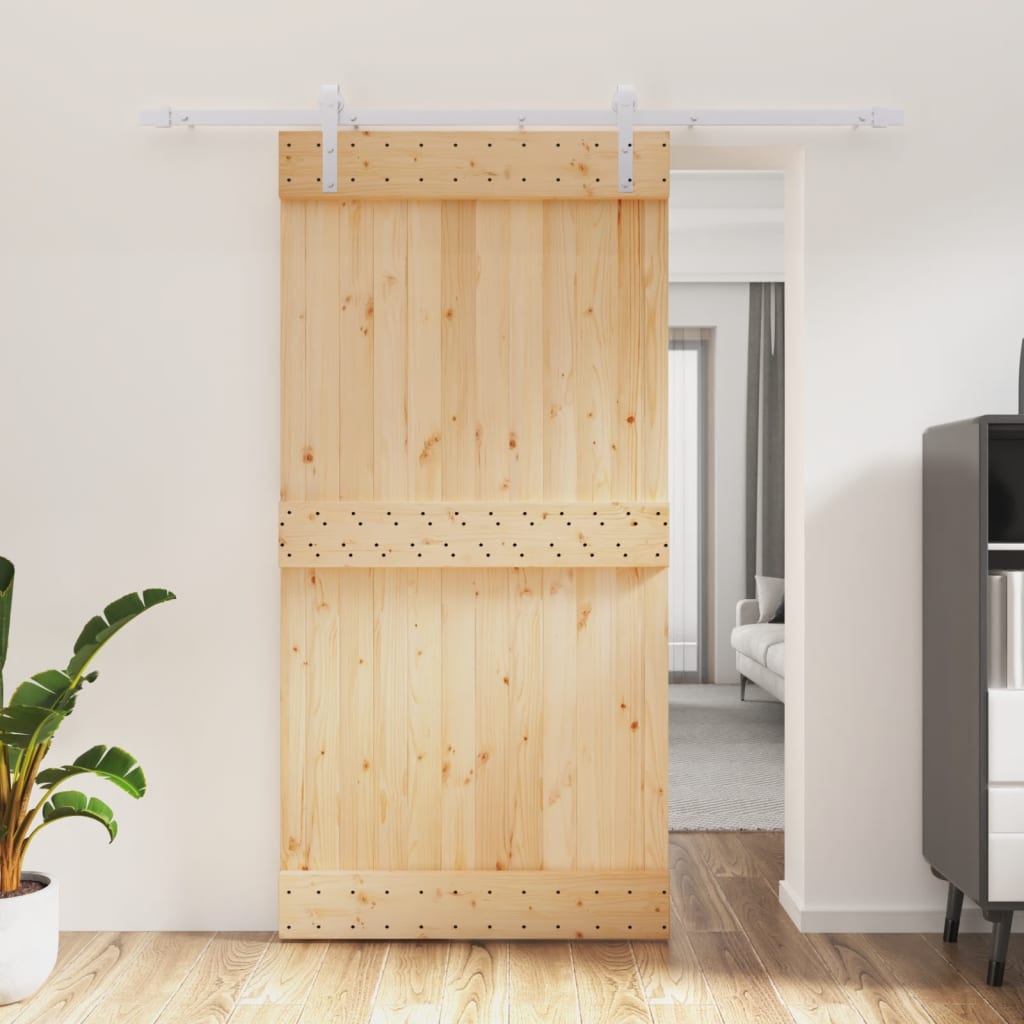 VidaXL Schuifdeur met beslag 100x210 cm massief groenhout